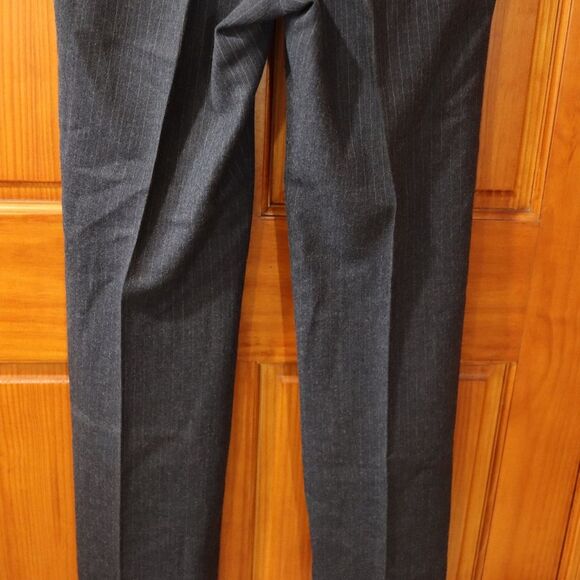 Vintage Wool Pinstripe Gray & Blue One Button Pant Suit Large - Picture 7 of 16